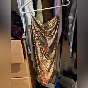 Gold sequins mini dress